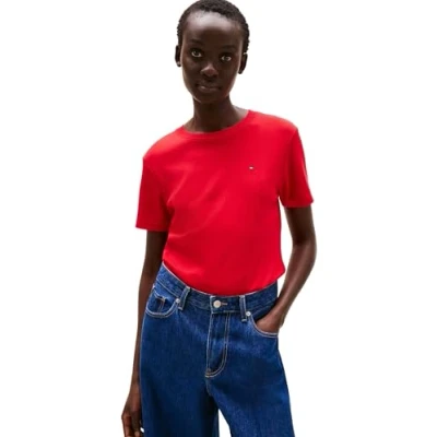 Imagen de Tommy Hilfiger CODY CNK SS Camiseta básica, Mujer, Talla: Large, Primary red