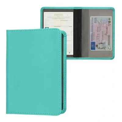 Imagen de kwmobile Funda para permiso de circulación coche cuero sintético Con espacio tarjetas 9.2 x 13 CM doblado menta cool
