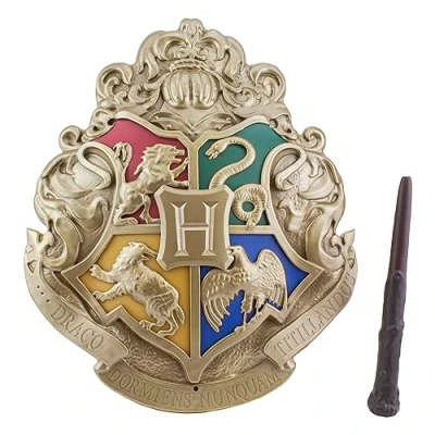 Imagen de Luz Escudo de Hogwarts Harry Potter Cartel Luminoso con Varita, Montaje en Pared o Pie