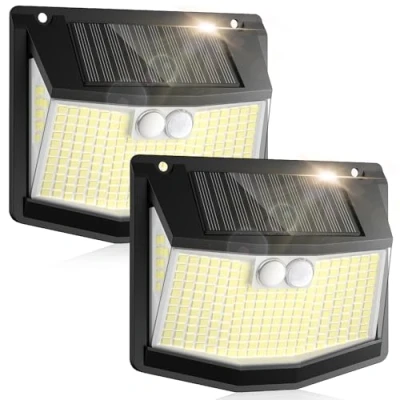 Imagen de Luz Exterior Solar LED Jardin: 248 Luces Solares de 3 Modos Sensor Movimiento con 270 Iluminacion Exteriores Lampara IP65 Impermeable Light Focos para Jardín 2 Paquete