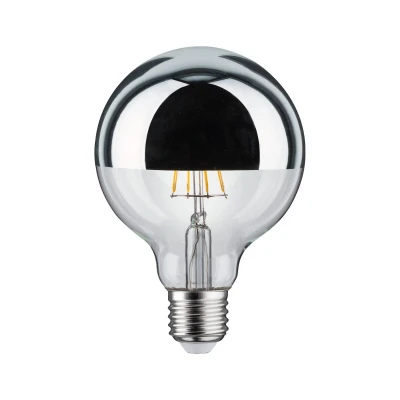 Imagen de Paulmann Lámpara LED de filamento G95 7 W, espejo retrovisor plateado, 2700 K, blanco cálido, regulable E27, 1 unidad (paquete 1)