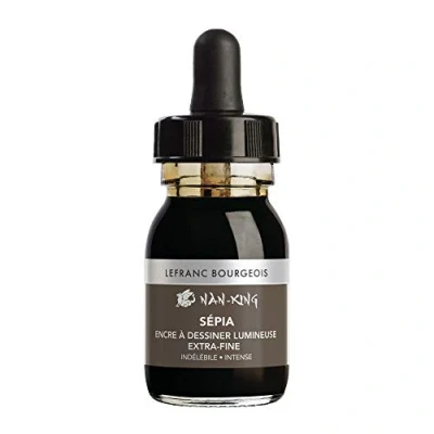 Imagen de Lefranc Bourgeois 301283 Nan King Tinta de dibujo y caligrafía, resistente al agua, para dibujar o escribir a mano, botella 30 ml con pipeta