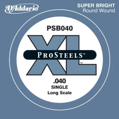 Imagen de D&#039;Addario PSB040 ProSteels, cuerda individual para bajo, escala larga, .040