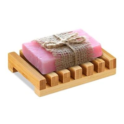 Imagen de Relaxdays Jabonera de Bambú Diseño Rejilla, Resistente a la Humedad, Bandeja para Jabón Sólido, 11,5 x 8,5 cm, Natural