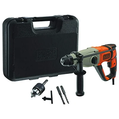 Imagen de BLACK+DECKER Martillo SDS Plus 800W, Combinados 3 Modos, 2.2J Energía Impacto, Velocidad variable 0 1200rpm, Incluye adaptador para brocas 1,5 13mm, empuñadura lateral y maletín, BEHS02K