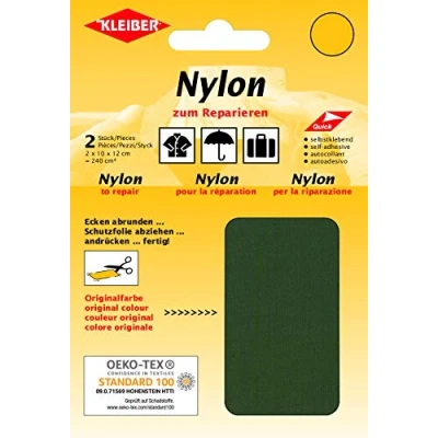 Imagen de Kleiber reparación autoadhesivos de Nailon Impermeable, 2 Parches (10 x 12 cm Cada uno), Color Verde Oliva, ca. 10