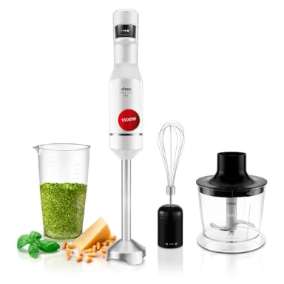 Imagen de Batidora de mano Ufesa Stellar 1500 Max, 1500W, Totalmente variable, Pantalla Digital, Blanco/Inox