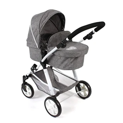 Imagen de Bayer Chic 2000 Nele Cochecito 2 en 1 para muñecas de hasta 50 cm, Color Vaqueros Gris, 45cm 84cm (568 76)