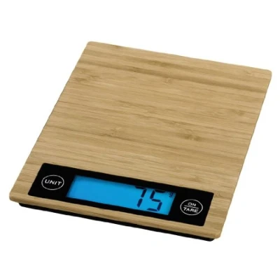 Imagen de Xavax Báscula de Cocina Digital con Pantalla, Pantalla retroiluminada en Azul, Capacidad 5kg, Muestra ml, oz y LB, Control preciso del Peso, Superficie Madera bambú