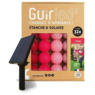 Imagen de Guirnalda Bolas luminosa LED para exteriores Impermeable IP55 Panel solar de alta eficiencia Encendido y apagado automático Cerise 32