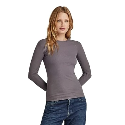 Imagen de G STAR RAW Slim rib r t ls wmn, Tops para Mujer, Gris (rabbit D23343 D493 G077), XS