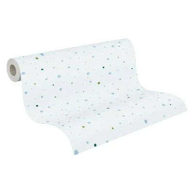 Imagen de A.S. Création Papel pintado para habitación infantil, diseño de lunares, color azul, blanco y verde