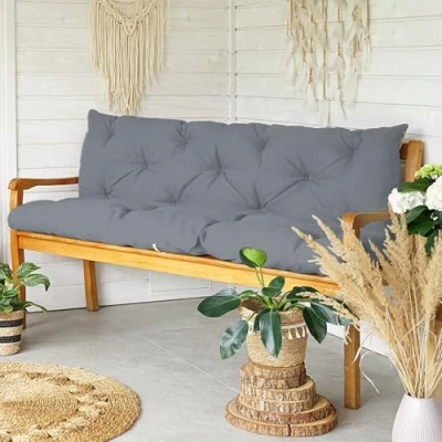 Imagen de 4L Textil cojin para Banco Impermeable Jardin Exterior Cojines Bancos Palet(150x60x50 cm, Grigio Scuro Resistente ai raggi UV)