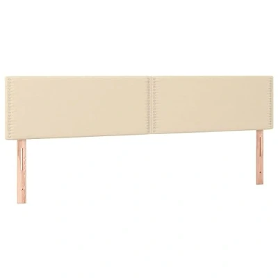 Imagen de vidaXL 2X Cabeceros Tapizado Cama Dormitorio Antimancha Acolchado Cubierto Protector Elástico Prueba Polvo Funda de Tela Crema 100x5x78/88 cm