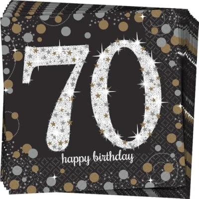 Imagen de Amscan Servilletas Sparkling Celebrations plata/oro 33 x33 cm 16 piezas número 70, Color (511964)