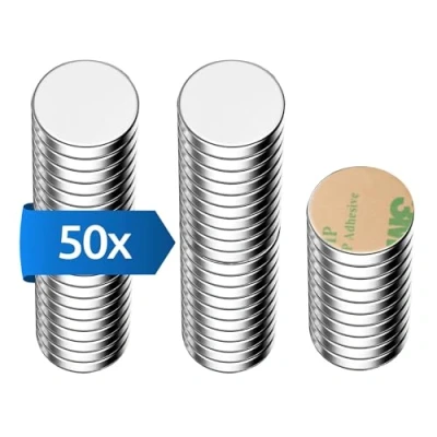 Imagen de ECENCE Imanes de neodimio 50 Piezas Redondos autoadhesivos 8x1mm Recubrimiento NiCuNi en Forma Disco
