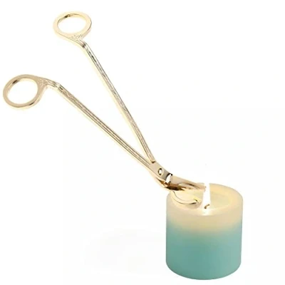 Imagen de Tijeras para Velas Herramienta de Tijera Recortar mechas Acero Inoxidable Pulido en Cortar gastadas Regalo práctico(Oro)