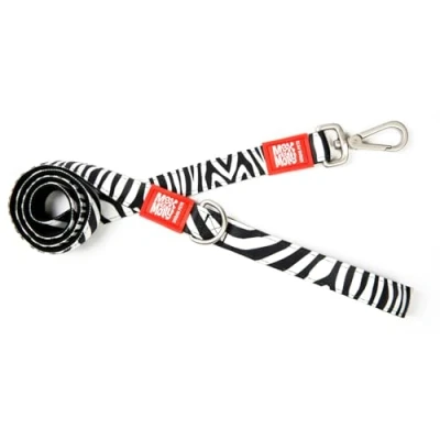Imagen de Max &amp; Molly Zebra Classic Correa Corta, XS, Blanco y Negro Cebreado