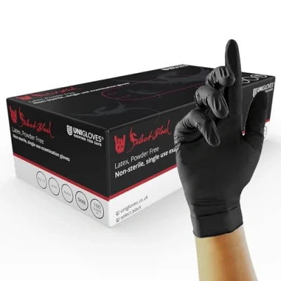 Imagen de UNIGLOVES GT002 1 XS Select Guantes de Látex, Sin Polvo, Negro, Talla (Paquete 100 Individuales)