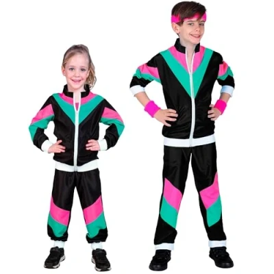 Imagen de W WIDMANN MILANO Party Fashion disfraces de niños chandal, negro, traje los 80, chándal, botón malo,