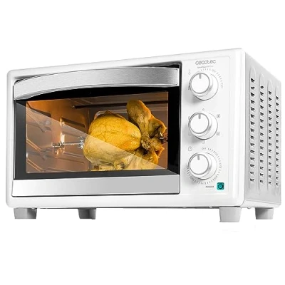 Imagen de Cecotec Horno de sobremesa Bake&amp;Toast 3090 White Gyro, 30 L, 1500 W, 5 funciones diferentes, Incluye rustidor gitadorio, Luz interior, bandeja recogemigas.