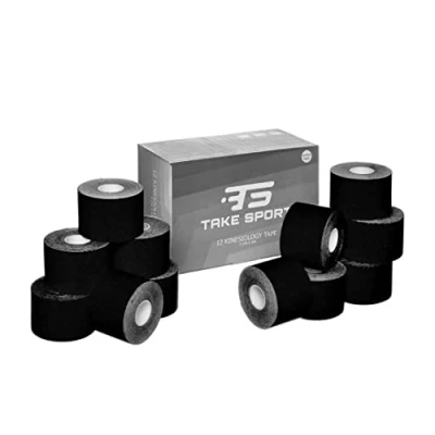 Imagen de TAKE SPORT Kinesiotape, Cinta autoadhesiva, kinesiologica, de kinesiologia deportiva, kinesiología, kinesiotape rollos 5x5 m, 95% algodón, 5% elastano, elástico