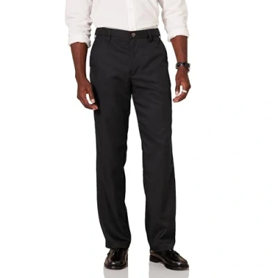 Imagen de Amazon Essentials Pantalón de Vestir sin Pinzas Cintura Expansible y Ajuste Clásico Hombre, Negro, 35W / 28L