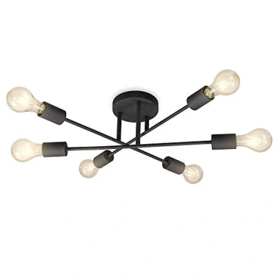 Imagen de B.K.Licht Lámpara de techo estilo vintage I en look retro 6 focos bombillas E27 (no incluidas) rústico