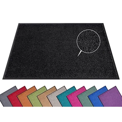 Imagen de Hanse Home Lavado y Limpieza Felpudo (S XXL), 90 x 150 cm, 12, Lavable e Impermeable, Antideslizante, para Entrada Exterior, Color Negro, 100% Poliamida
