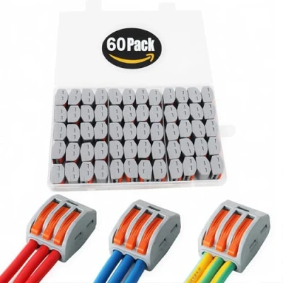 Imagen de CESFONJER 60 PCS Bloque De Terminales, Electrical terminal block, 3 Agujeros Conectores Reutilizables.