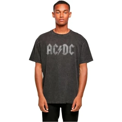 Imagen de Merchcode ACDC LOGO ACID Washed Oversize TEE Camiseta estampada, Hombre, Talla: 3XL, Black