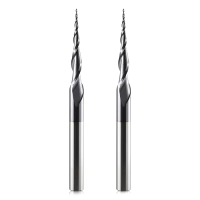 Imagen de HOZLY R0.25 Fresa cónica de cabeza CNC (2 unidades, R0.25, vástago 6 mm, 2 flautas, fresadora HRC55, 0,25 mm radio con revestimiento AlTiN para grabado 2D/3D