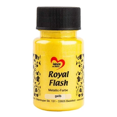 Imagen de Ideen mit Herz pintura acrílica metalizada Royal Flash con las partículas de brillo más finas metálica 50 ml (amarillo)