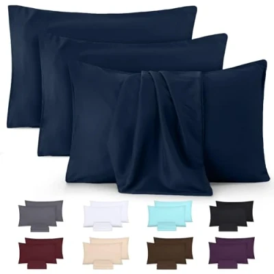 Imagen de Utopia Bedding Funda De Almohada Suave Microfibra Cepillada 100% Poliéster 40 x 80 cm, Juego 4, Fundas Resistentes Al Encogimiento y a La Decoloración Marino