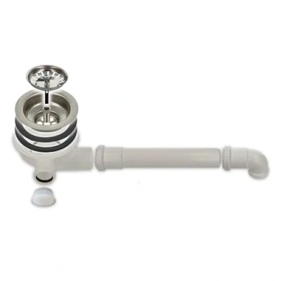 Imagen de tecuro Válvula de cesta fregadero Ø 114 mm (3 1/2 pulgadas) con salida ahorro espacio y GA