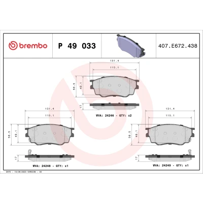 Imagen de BREMBO P 49 033 Juego de pastillas freno con avisador acústico desgaste sin accesorios MAZDA: 6 Berlina, Hatchback, 626 V Wagon