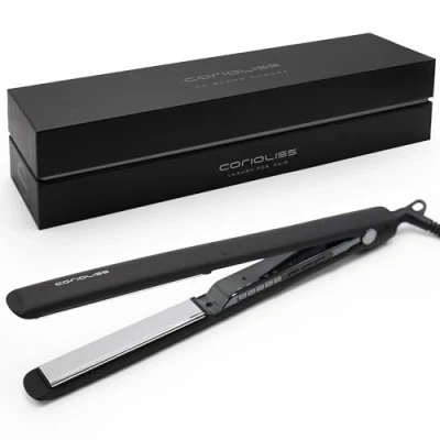 Imagen de Corioliss C3 Plancha del pelo Profesional Placas extralargas de titanio Alisado y Ondas Temperatura ajustable 135º 235º Calentamiento 20 seg Con funda Viaje Black Chrome