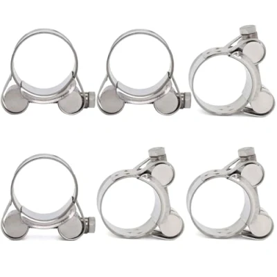 Imagen de FamlTol de 6 piezas abrazadera escape Moto 20 22 mm, turbina de, metal acero inoxidable adecuada para conexión tubería automóvil y motocicleta