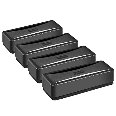 Imagen de Amazon Basics Rectangular, Melamina borrador para pizarra blanca, 4 Unidad, Negro