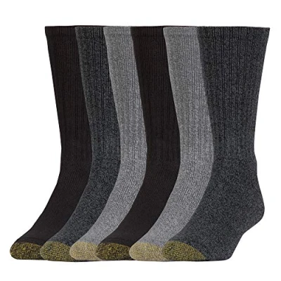 Imagen de Gold Toe Harrington Crew Calcetines multipares Casual, Carbón/Claro (6 Pares), XL (Pack de 6) para Hombre