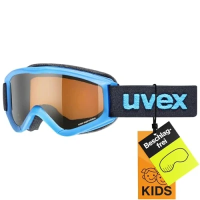 Imagen de uvex speedy pro, gafas de esquí infantiles, con mejora del contraste, campo visual ampliado antivaho, blue/lasergold, one size