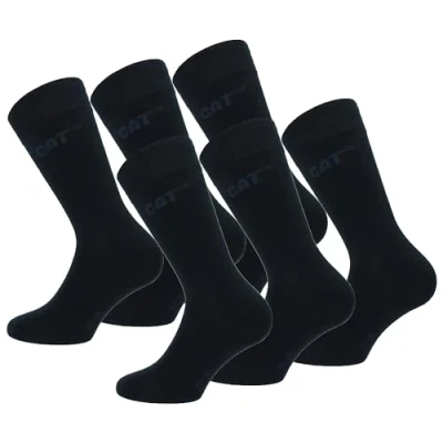 Imagen de Caterpillar 6 Pares Calcetines Algodón Puro Altura Media Pantorrilla Hombre (Negro, 39 42)