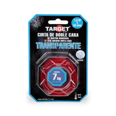 Imagen de TARGET C2612 Cinta de Doble Cara Transparente Montaje, adhesiva extrafuerte Para colgar objetos sin hacer taladros