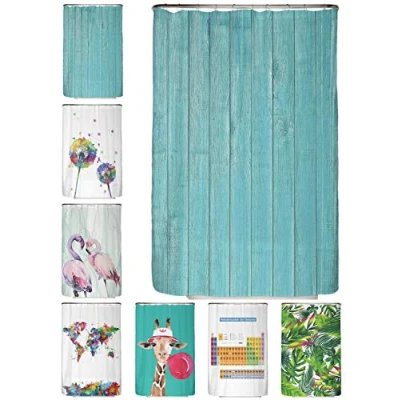 Imagen de arteneur® Cortina de Ducha 120x200 Baño Antimoho Tela, Impermeable, Lavable y Opaco con Dobladillo Ponderado Anillas (Madera Turquesa)