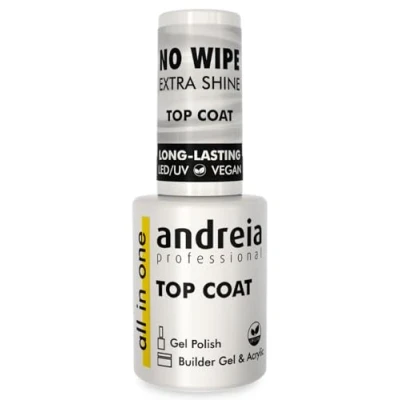 Imagen de Andreia Professional Gel Polish Top Coat Semipermanente Sin Limpiar, Laca de Uñas Profesional con Textura Fina y Autonivelante Esmalte Secado Rapido Lampara UV LED 10.5 ml