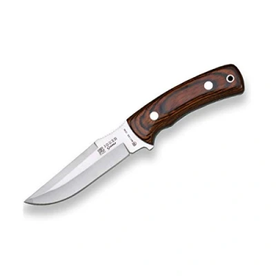 Imagen de Joker Cuchillo de Monte Gamo CR50, con Mango Madera roja y Hoja MOVA 12,5 cm, Funda Cuero, Herramienta Pesca, Caza, Camping Senderismo