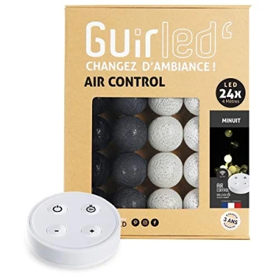 Imagen de GuirLED Guirnalda luminosa bolas de algodón LED USB Mando a distancia inalámbrico Luz nocturna bebé 2h Adaptador red doble 2A incluido 4 intensidades 24 2,4 m Medianoche