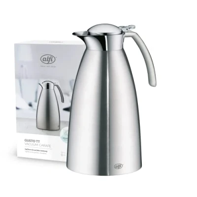 Imagen de alfi Gusto TT 1,5 l, Jarra isotérmica de Acero Inoxidable, Tapa Suelta, Mantiene el Calor 12 Hora Yel frío 24 Horas, Duradera, Ideal para café, té, lavavajillas, sin BPA