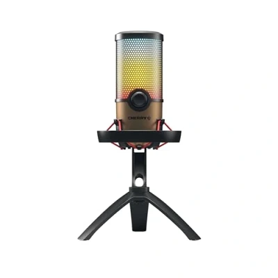 Imagen de CHERRY UM 9.0 PRO RGB, Micrófono USB con Iluminación para Gaming, Streaming, ASMR, 4 Patrones Polares, Compatible PC/Mac/PS4/PS5, Negro/Plateado