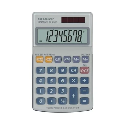 Imagen de Sharp EL 250S Bolsillo Calculadora (Bolsillo, básica, 8 dígitos, Solar, Plata)